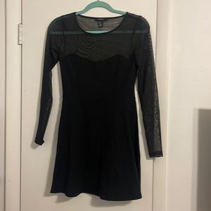 Black long sleeve dress with mesh top